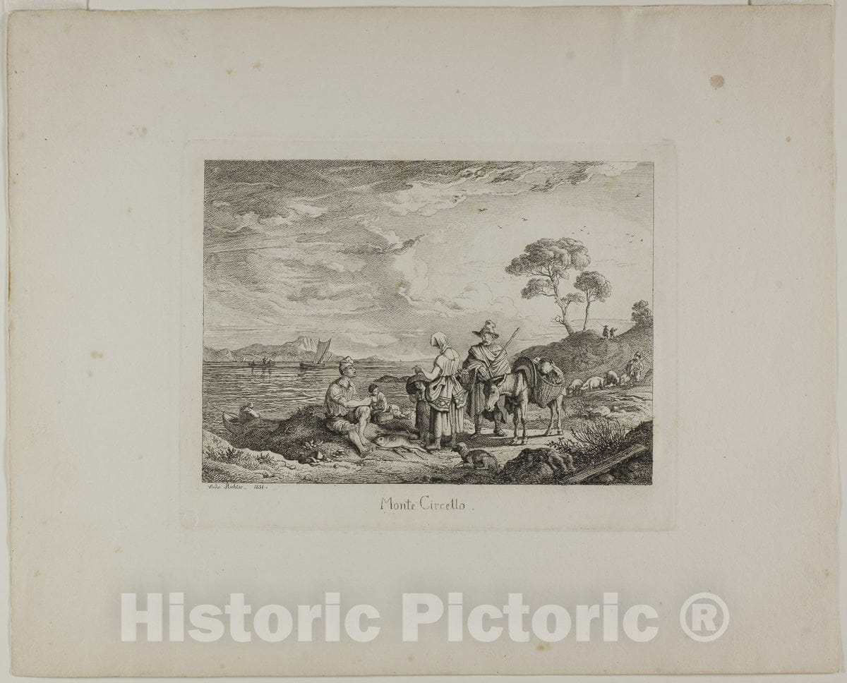 Art Print : Monte Circello, Adrian Ludwig (Ludwig) Richter, c.1962, Vintage Wall Decor :