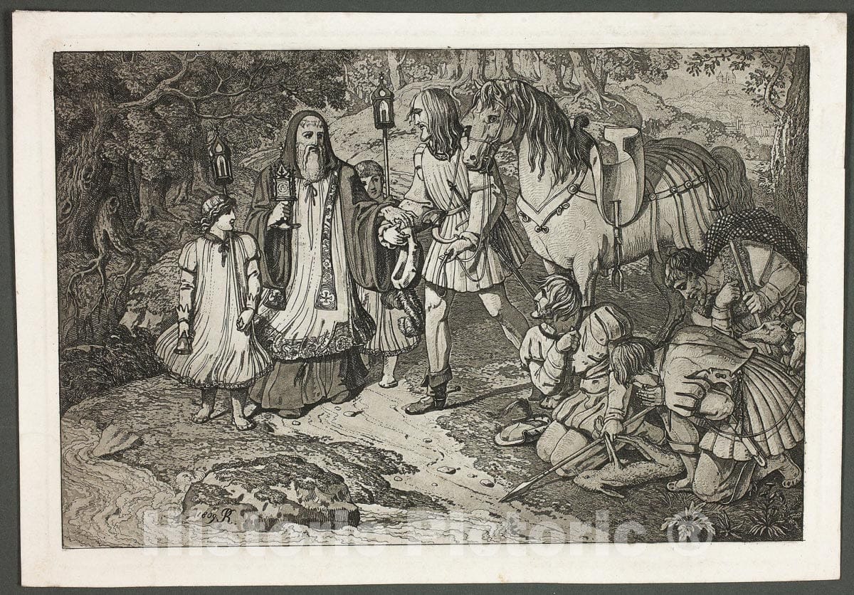 Art Print : Rudolph of Habsburg and the Priest, Karl Russ, c.1800, Vintage Wall Decor :