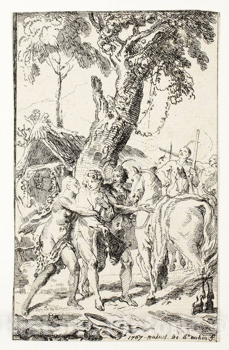 Art Print : The Escape of M. de Belle-Isle, Prisoner in the Attakapas, plate four , Gabriel Jacques de Saint-Aubin, c 1911, Vintage Wall Decor :
