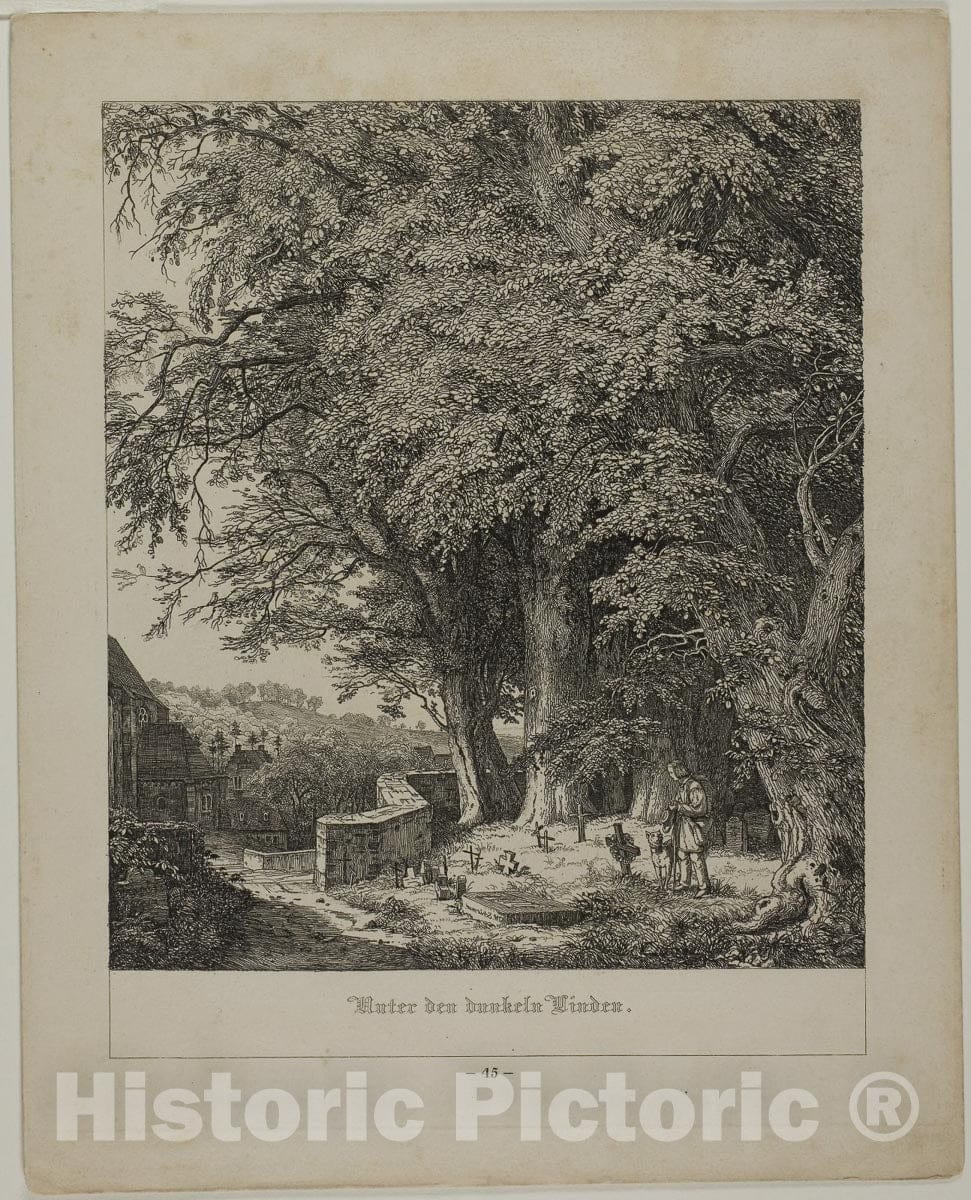 Art Print : Under the Shady Linden Tree, Johann Wilhelm Schirmer, c.1962, Vintage Wall Decor :