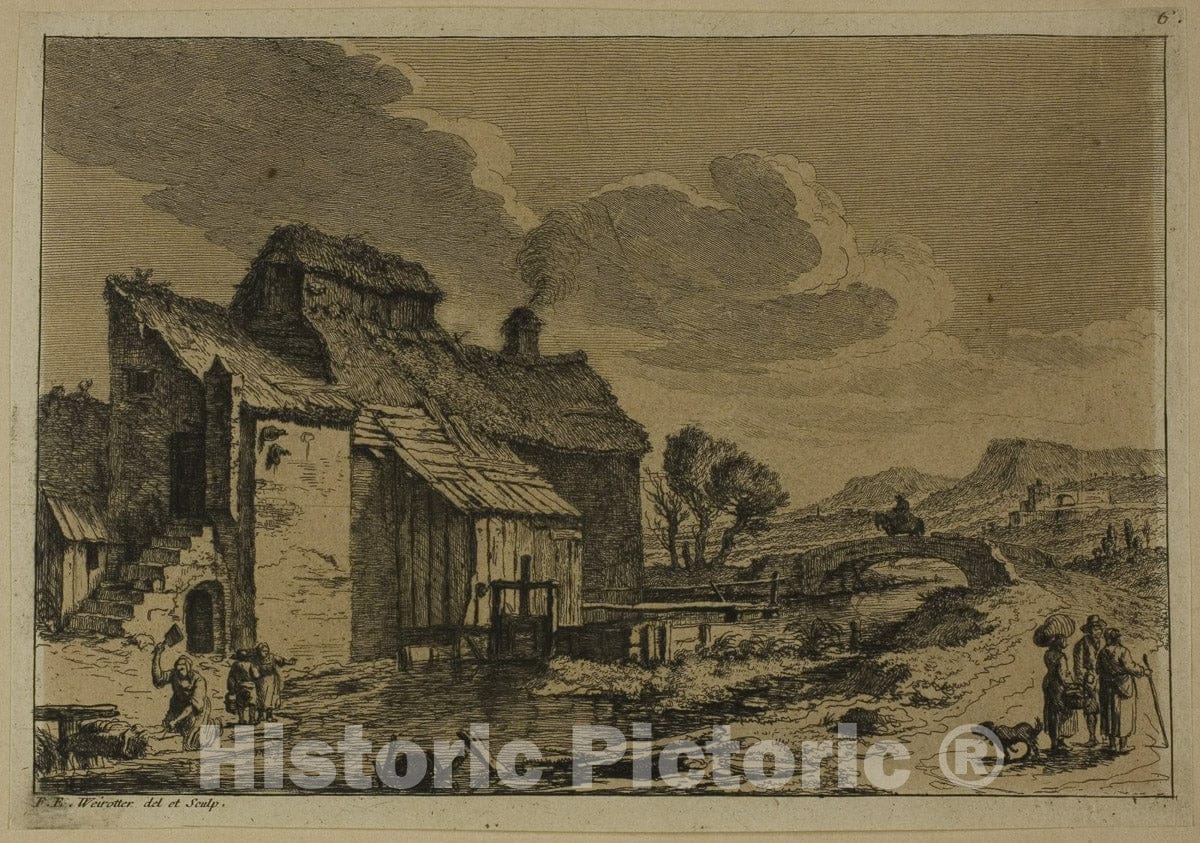 Art Print : The Mill by the Stream, Franz Edmund Weirotter, c.1895, Vintage Wall Decor :