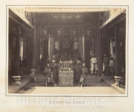 Photo Print : Emile Gsell - Cérémonie Religieuse Dans la Pagode Chinoise de Cholen, Saïgon, Cochinchine : Vintage Wall Art
