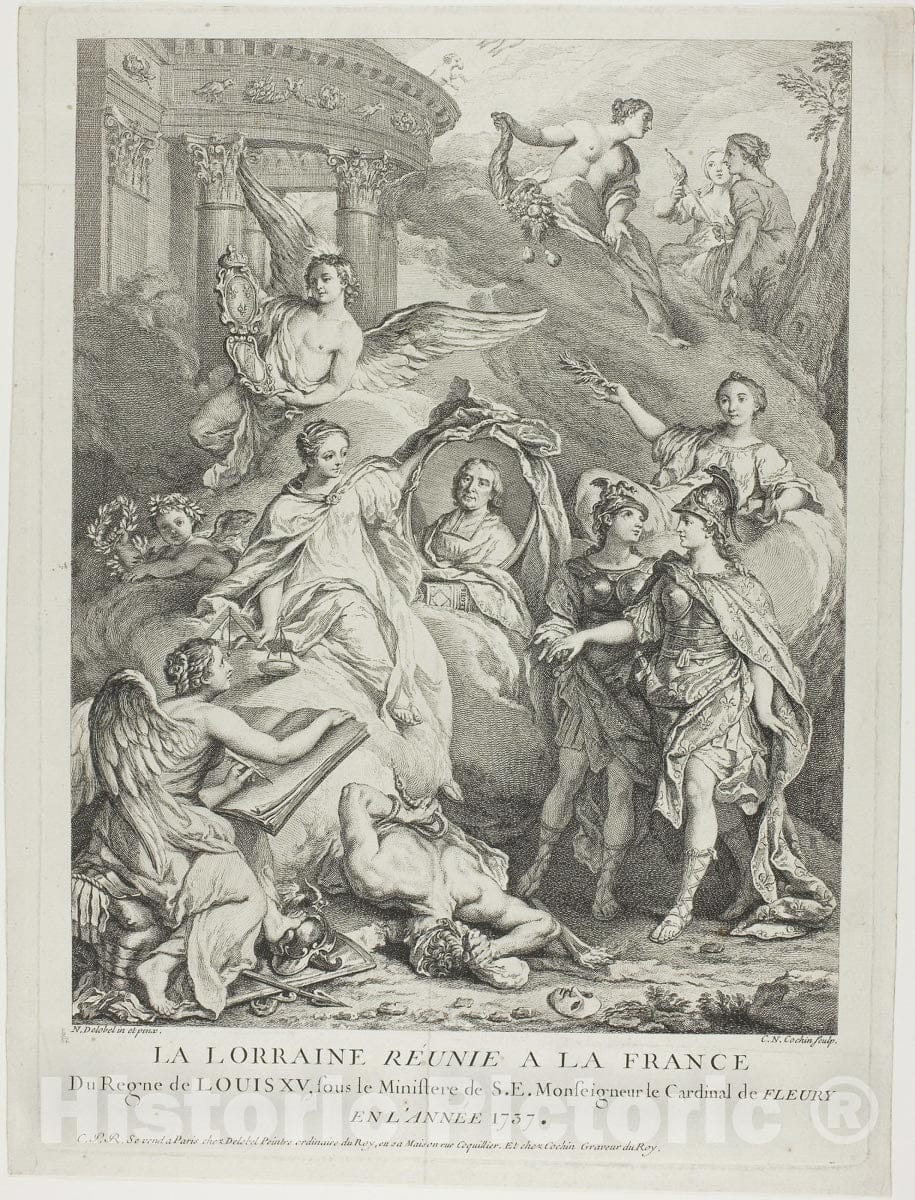 Art Print : The Lorraine Reunited with France, Charles-Nicholas Cochin, the younger, c 1792, Vintage Wall Decor :