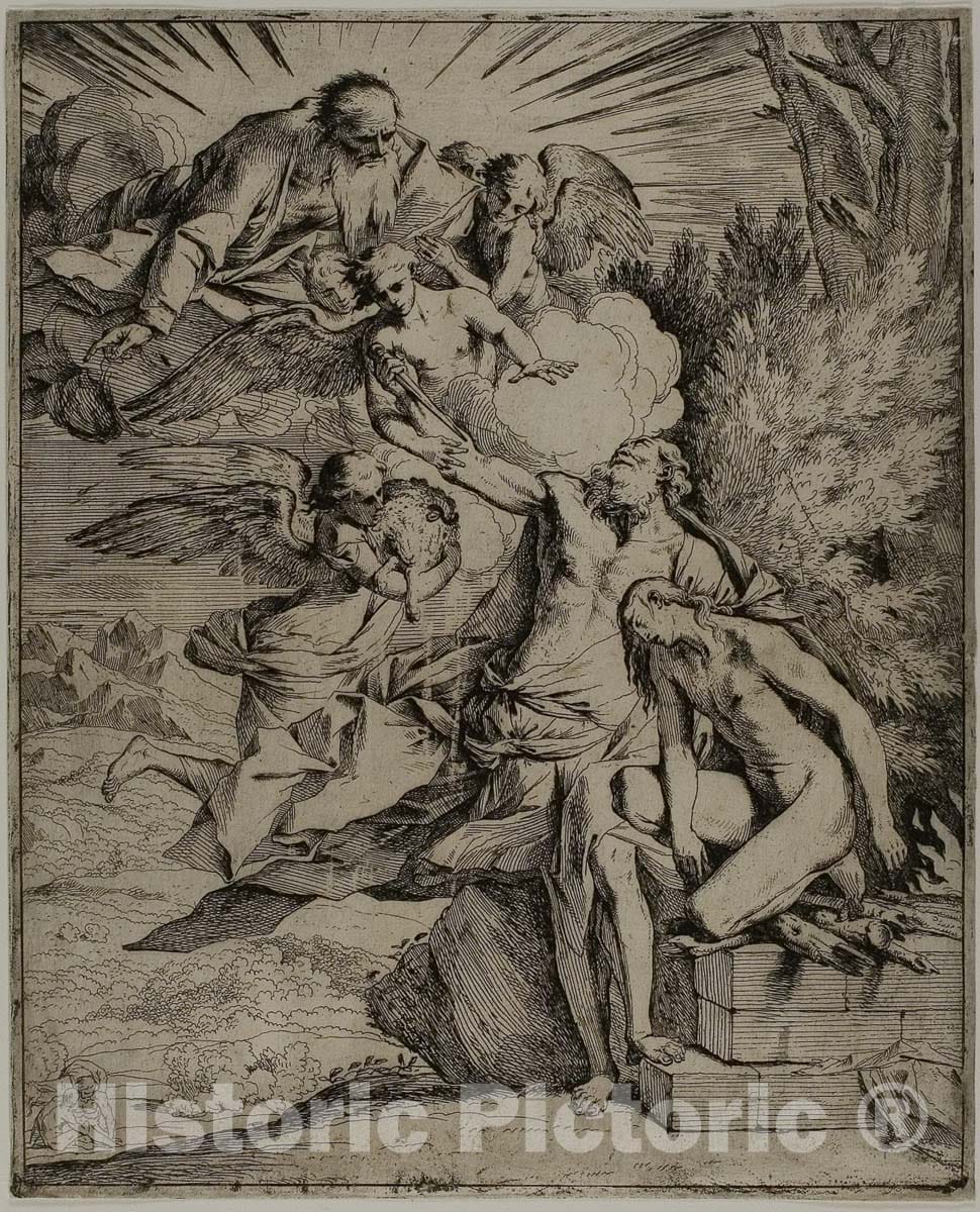 Art Print : The Sacrifice of Isaac, Pietro Testa, c.1748, Vintage Wall Decor :