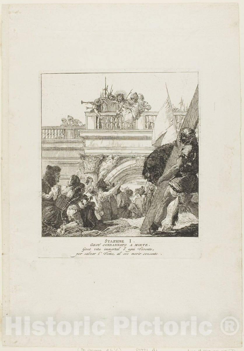Art Print : Christ is Condemed to Death, plate one from Stations of the Cross, Giovanni Domenico Tiepolo, c.1748, Vintage Wall Decor :