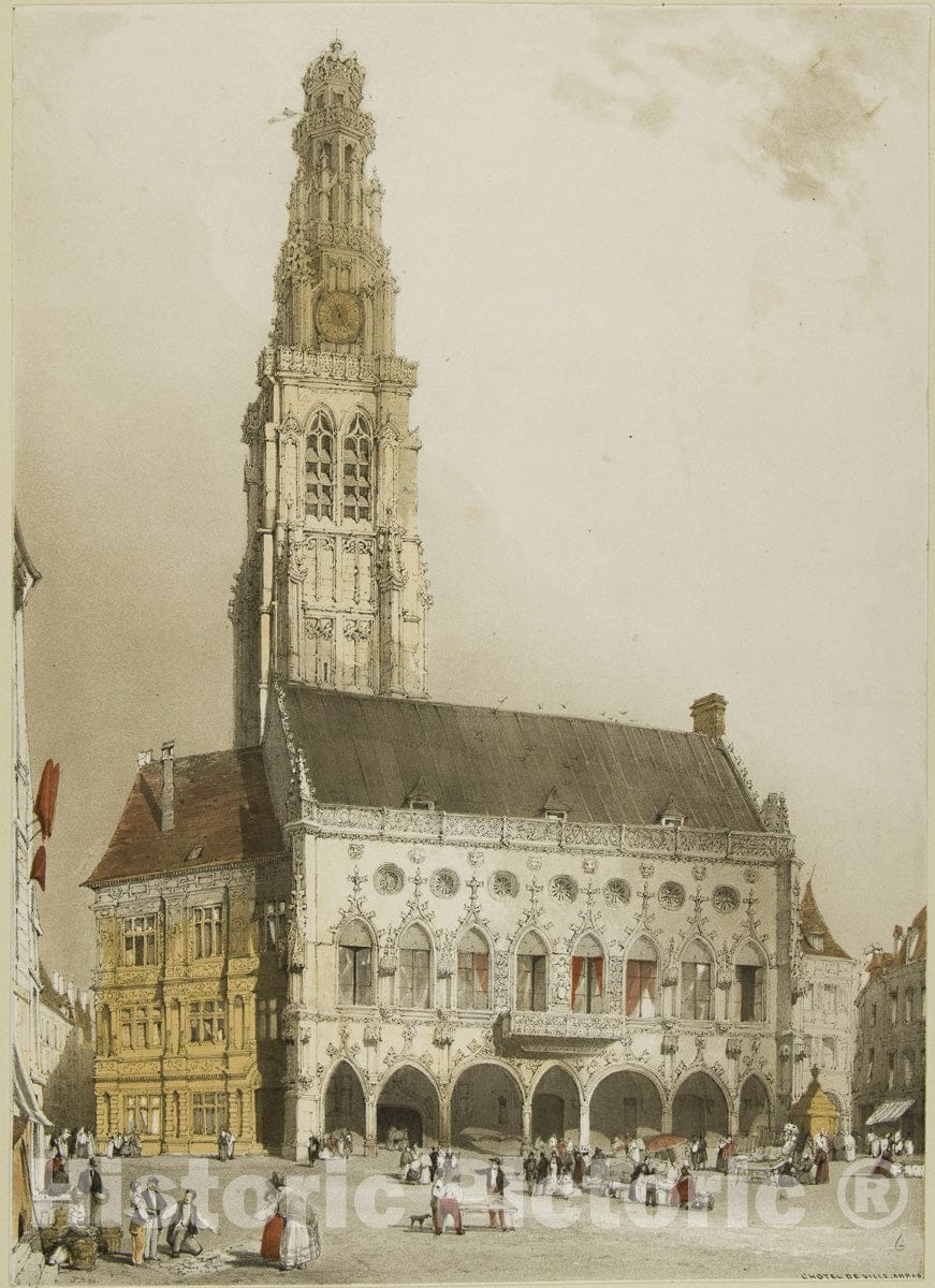 Art Print : South Porch of Chartres Cathedral, Thomas Shotter Boys, c 1839, Vintage Wall Decor :