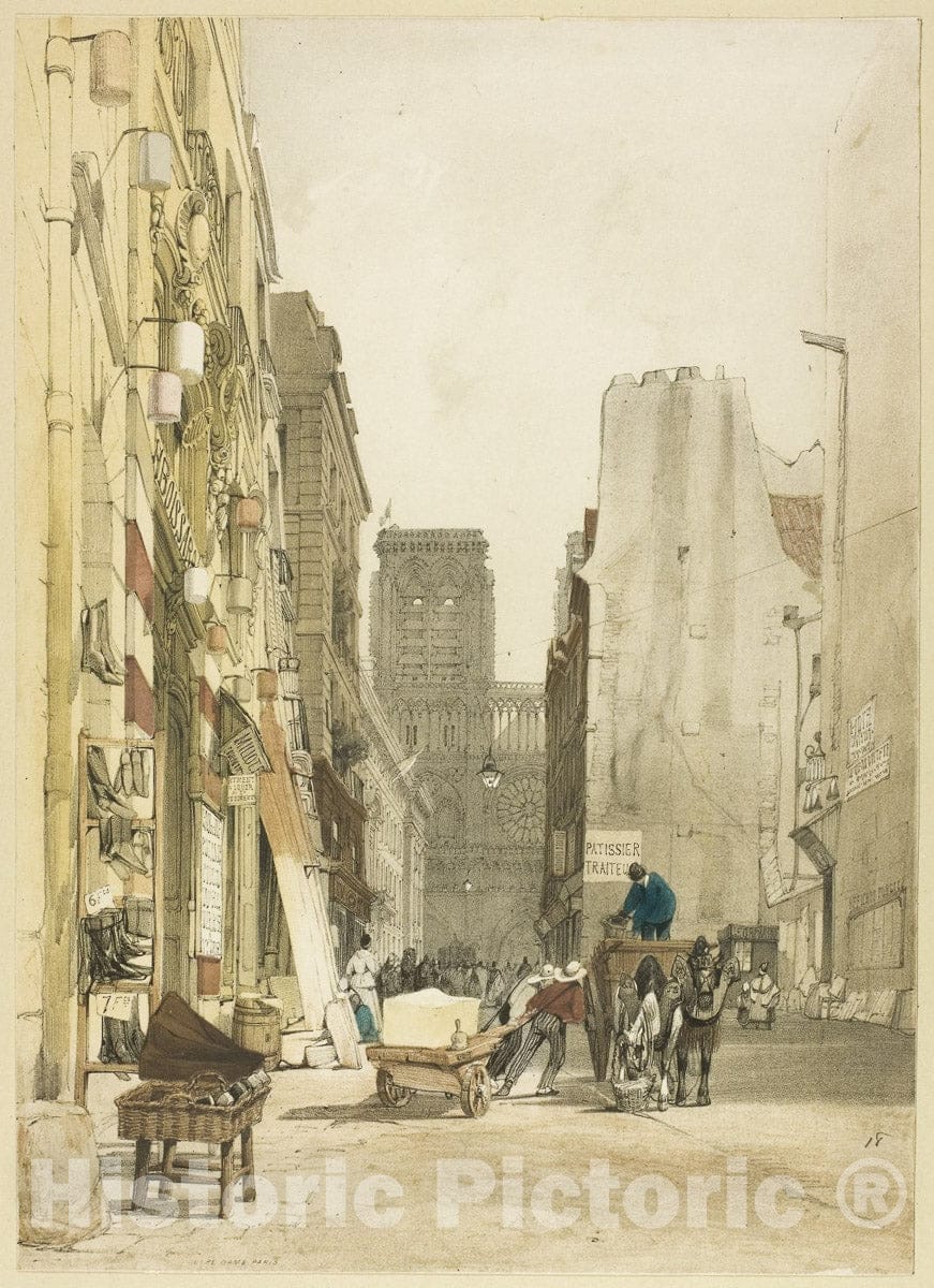 Art Print : Rue Notre Dame, Paris, Thomas Shotter Boys, c 1974, Vintage Wall Decor :