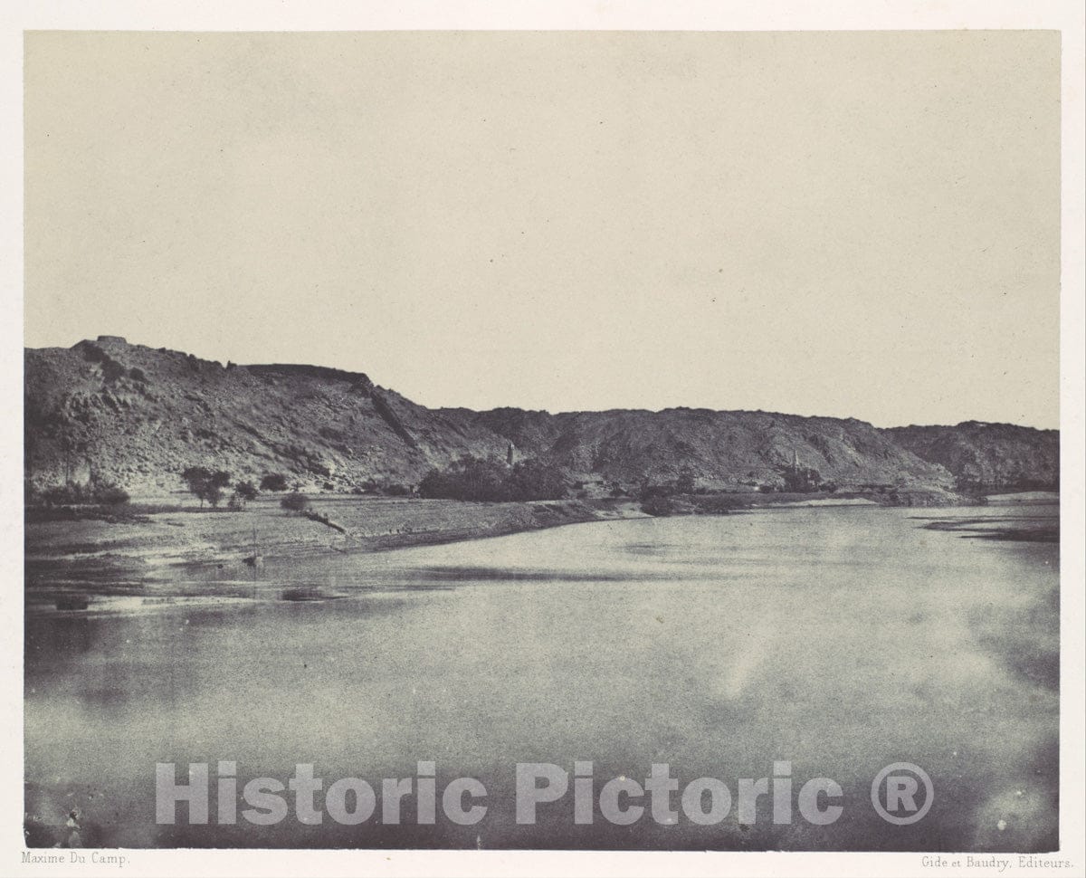 Photo Print : Maxime Du Camp - Nubie. Rive Orientale du Nil (Village de BAB). Vue Prise au sud de Philoe : Vintage Wall Art