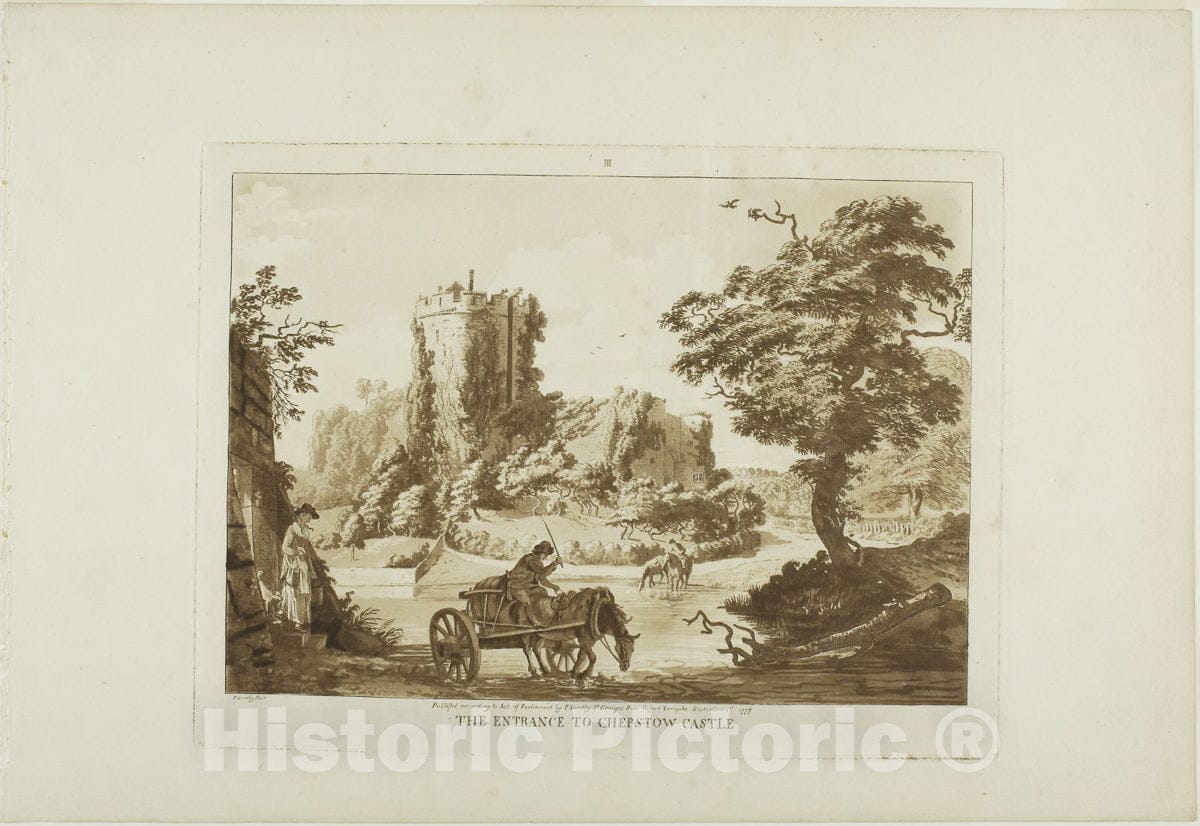 Art Print : The Entrance to Chepstow Castle, Paul Sandby, c.1798, Vintage Wall Decor :
