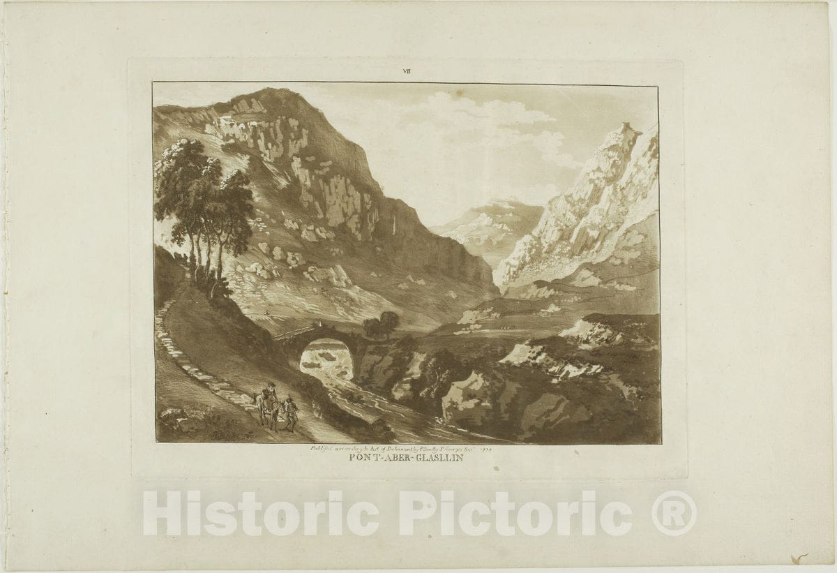 Art Print : Aberglaslyn Bridge (North Wales), Paul Sandby, c 1940, Vintage Wall Decor :