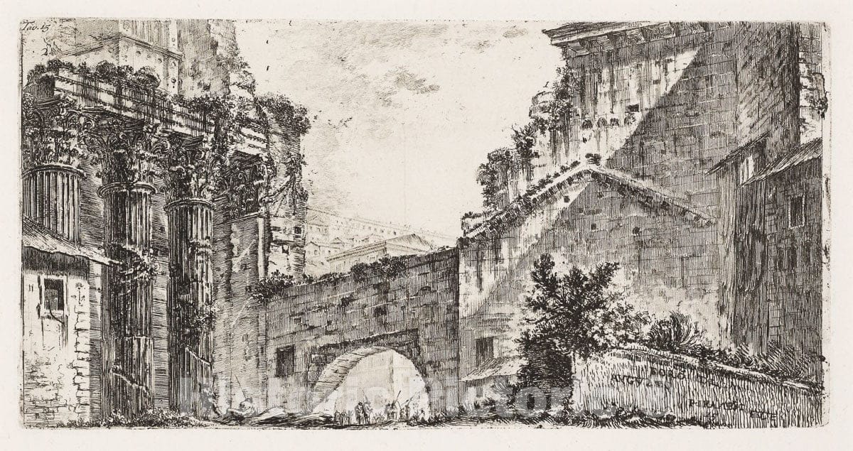 Art Print : Forum of Augustus, plate fifteen from Some Views of Triumphal Arches and other monuments, Giovanni Battista Piranesi, c.1748, Vintage Wall Decor :