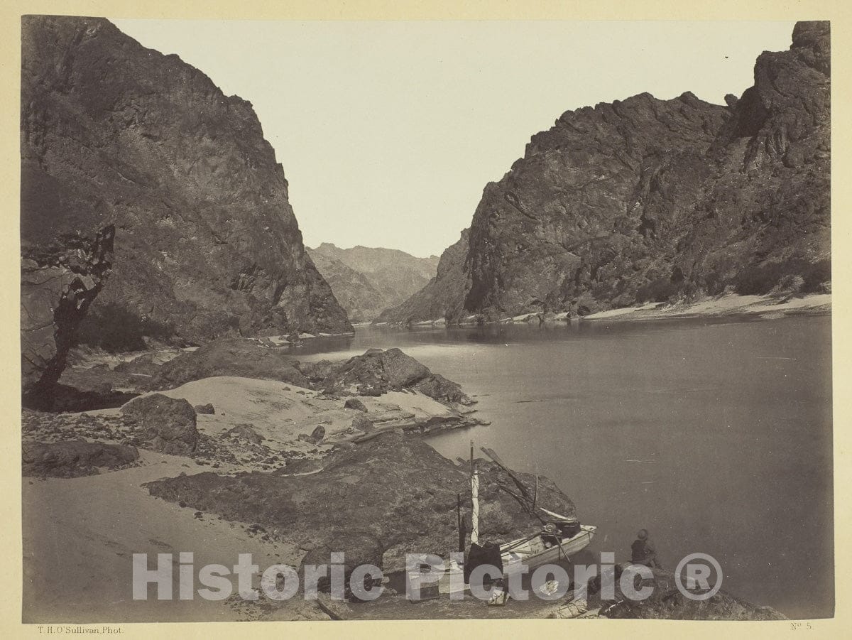 Art Photo : Black CaÃ±on, Colorado River, Looking Above from Camp 7, Timothy O'Sullivan, c 1854, Vintage Wall Decor :