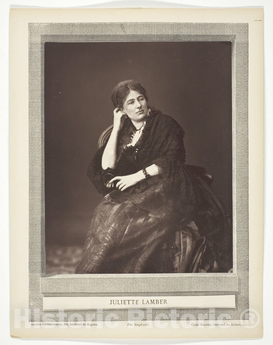 Art Photo : Juliette Lamber, Ferdinand J. Mulnier, c 1875, Vintage Wall Decor :