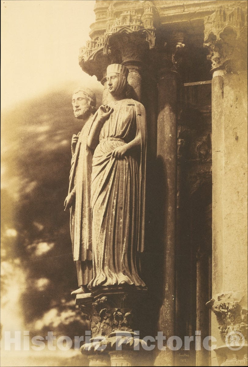 Photo Print : Henri-Jean-Louis Le Secq - Large Figures on The North Porch, Chartres Cathedral : Vintage Wall Art