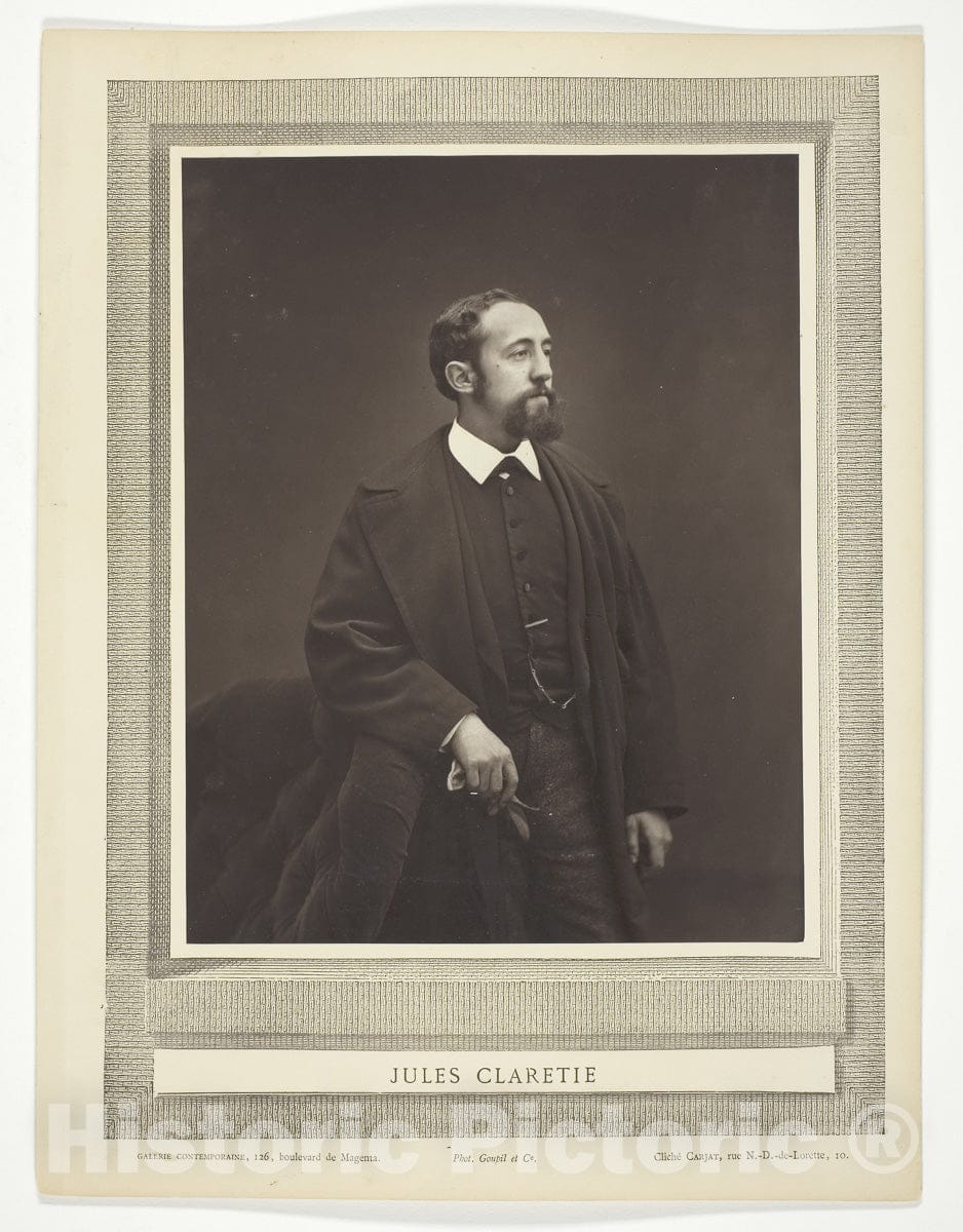 Art Photo : Jules Claretie, Etienne Carjat, c 1865, Vintage Wall Decor :