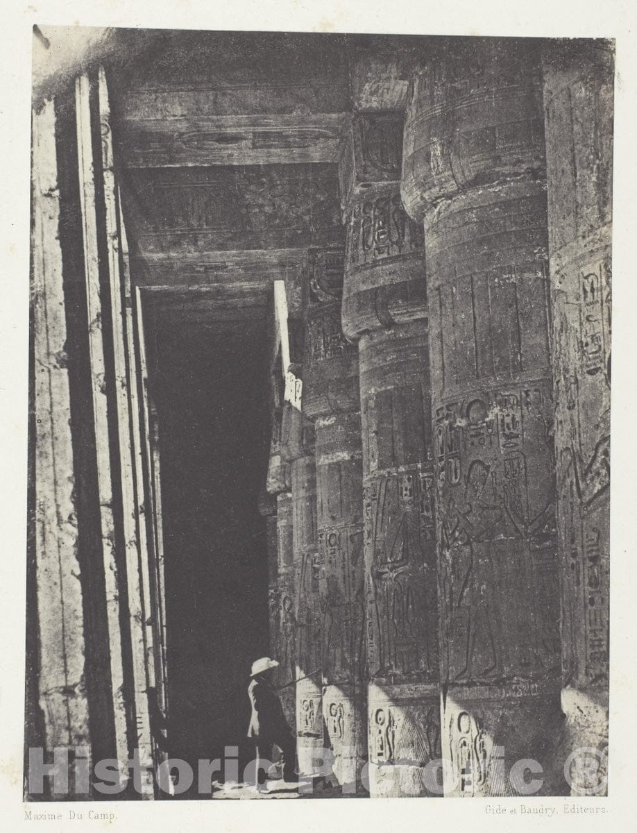 Art Photo : Medinet-Habou, Galerie du Palais de RamsÃ¨s-Meiamoun; ThÃ¨bes, Maxime Du Camp , c 1849, Vintage Wall Decor :