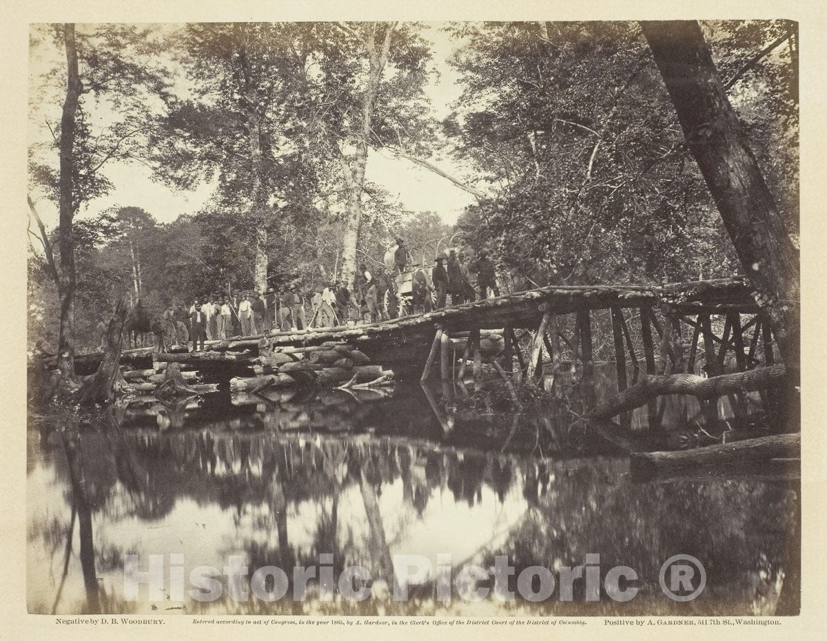 Art Photo : Military Bridge, Across the Chickahominy, Virginia, D. B. Woodbury, c.1865, Vintage Wall Decor :