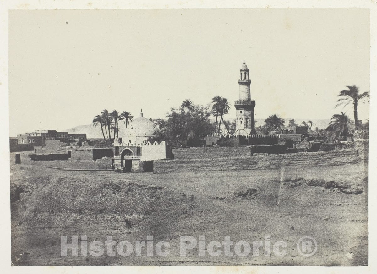 Art Photo : Mosquee dEl-Arif et Tombeau de Mourad-Bey, Haute-Egypte, Maxime du Camp, c 1855, Vintage Wall Decor :