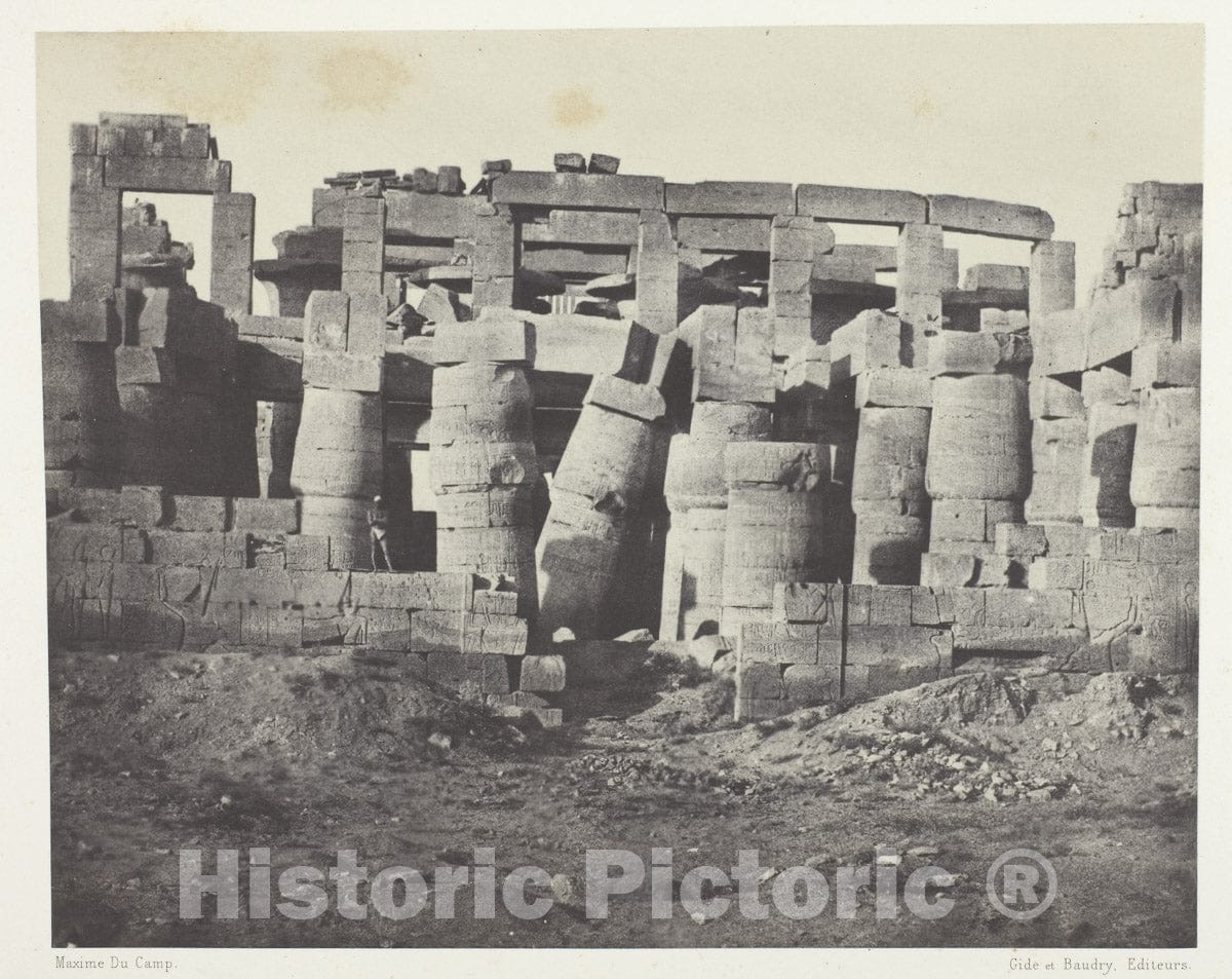 Art Photo : Palais de Karnak, Salle Hypostyle Prise au Nord; ThÃ¨bes, Maxime du Camp, c 1855, Vintage Wall Decor :