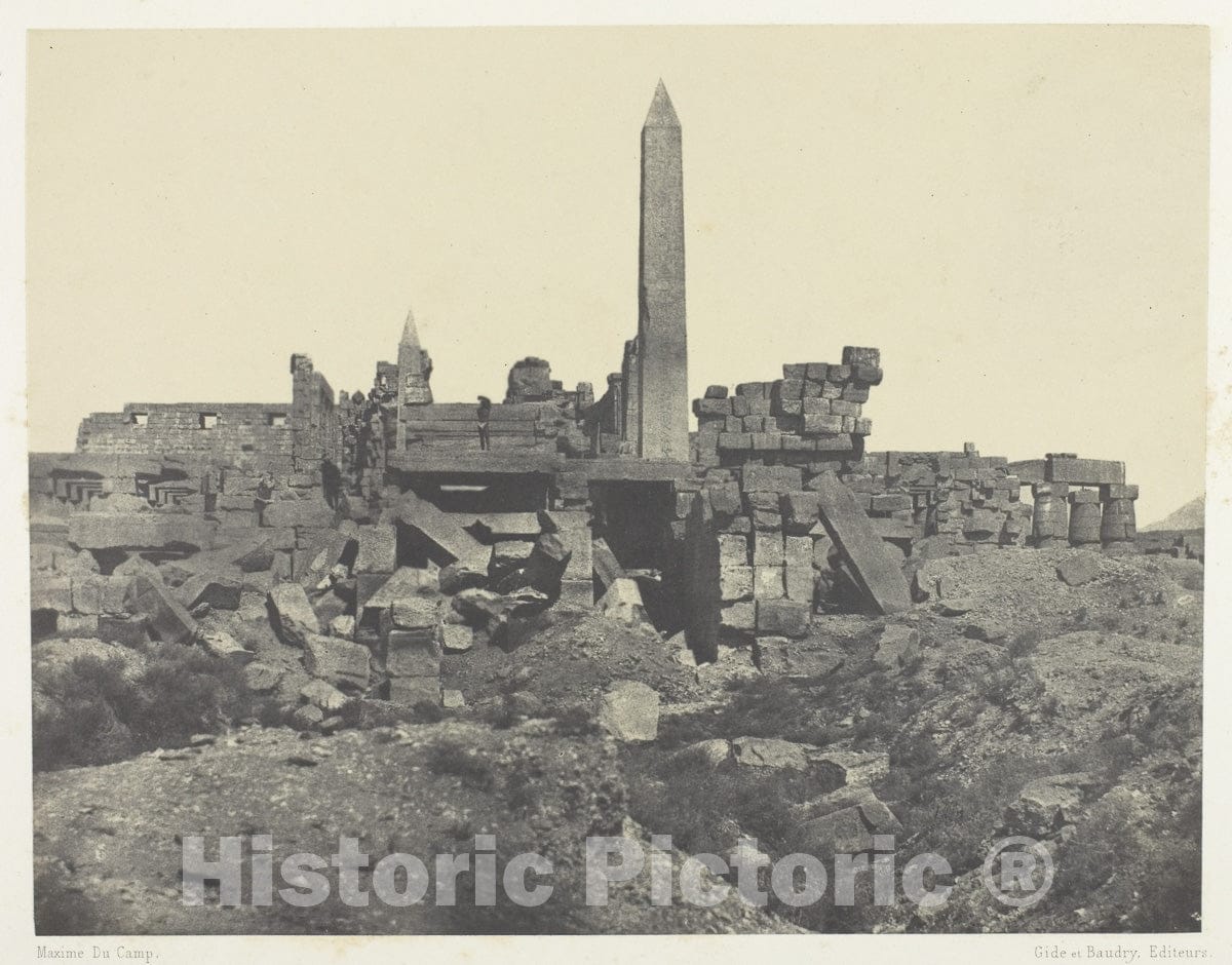 Art Photo : Palais de Karnak, Sanctuaire de Granit et Salle Hypostyle; ThÃ¨bes, Maxime du Camp, c 1849, Vintage Wall Decor :