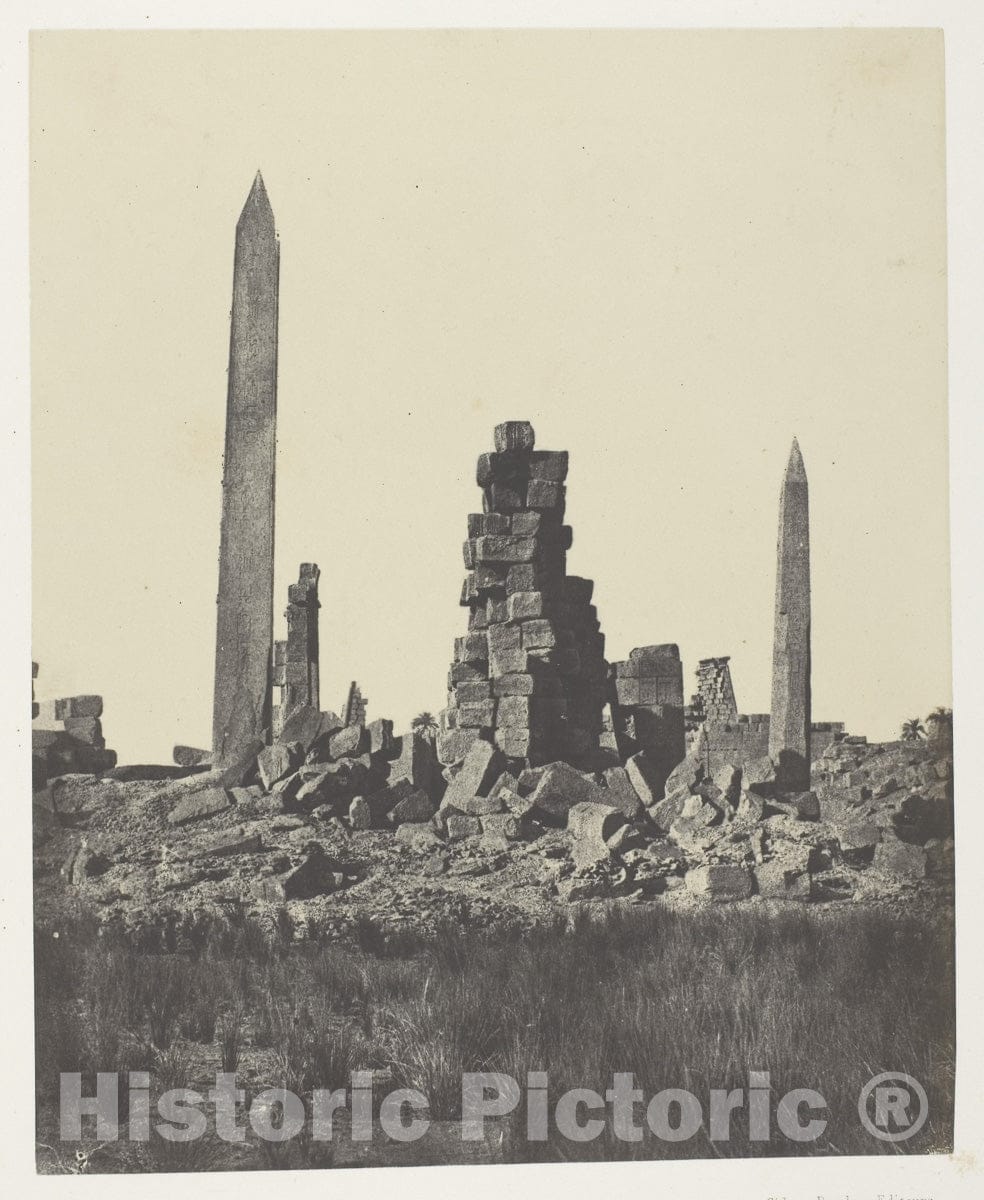 Art Photo : Palais de Karnak, Les Obelisques; ThÃ¨bes, Maxime du Camp, c 1855, Vintage Wall Decor :