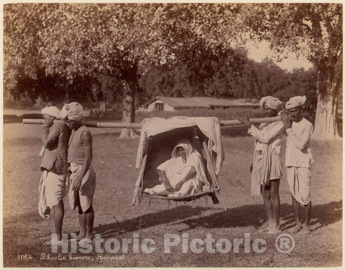 Photo Print : Dhoolie Bearers - Benares : Vintage Wall Art
