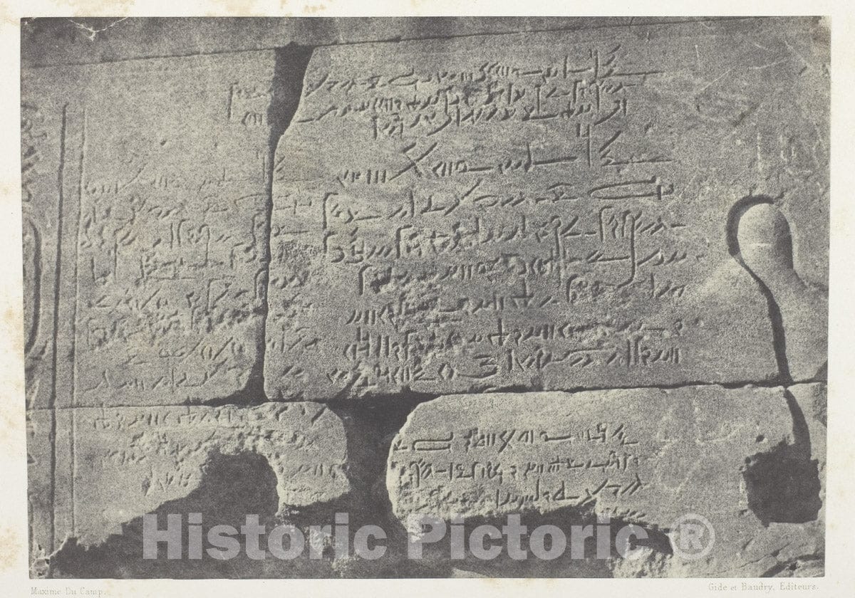 Art Photo : Inscription Demotique, Grand Temple dIsis Ã  Philoe; Nubie, Maxime du Camp, c 1849, Vintage Wall Decor :