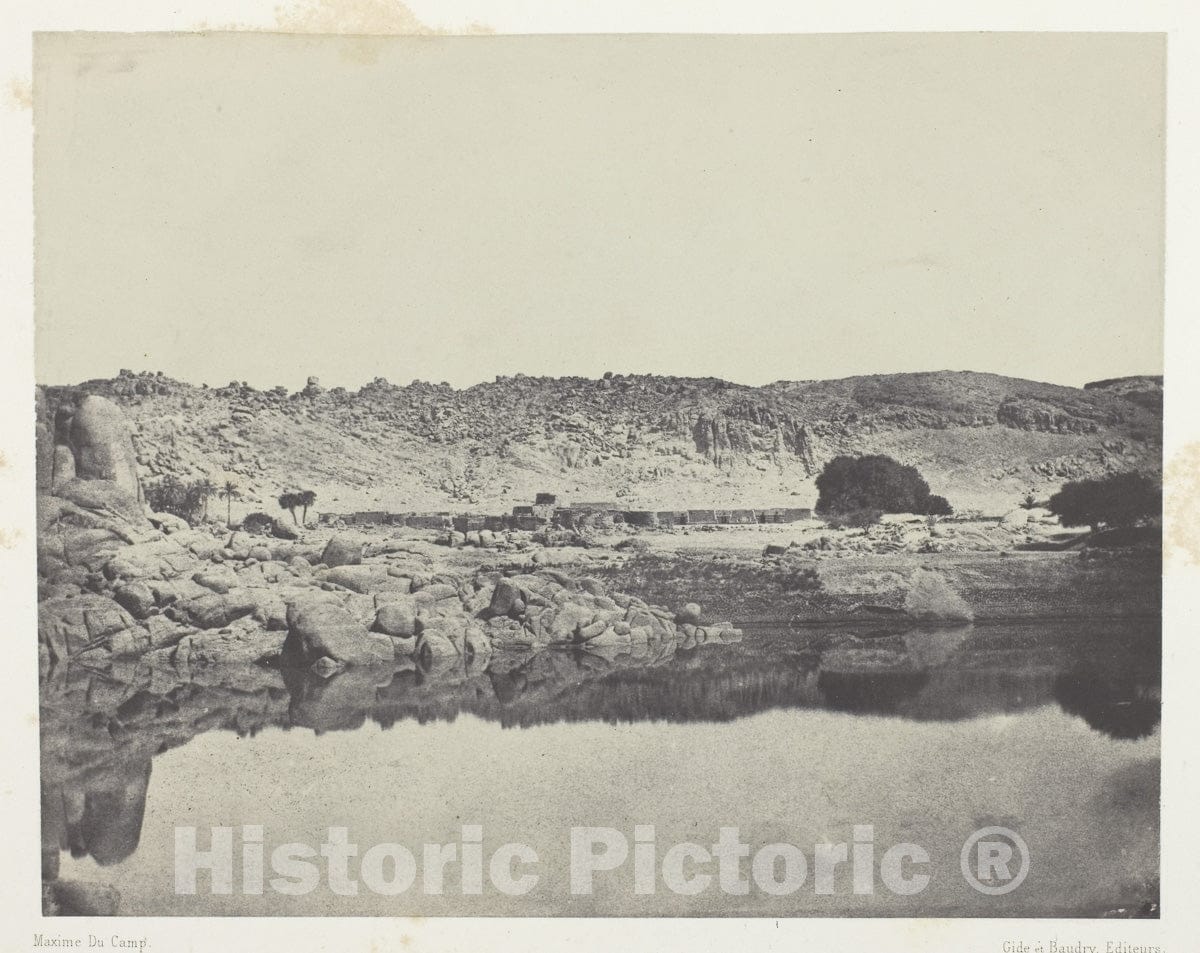 Art Photo : Rive Septentrionale du Nil (Village dAbou-Koli), Vue Prise au Nord de Philoe; Nubie, Maxime du Camp, c 1849, Vintage Wall Decor :