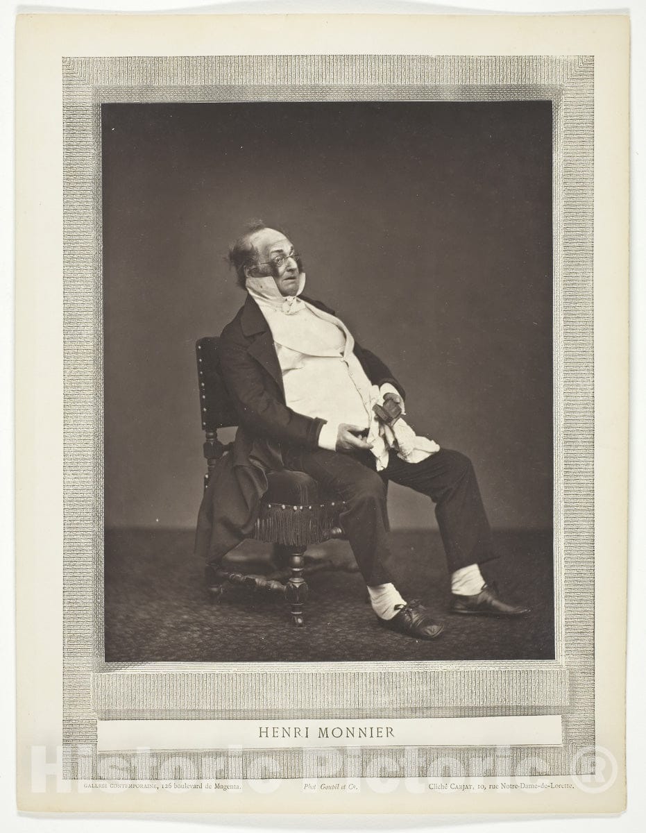 Art Photo : Henri Monnier, Etienne Carjat, c 1875, Vintage Wall Decor :