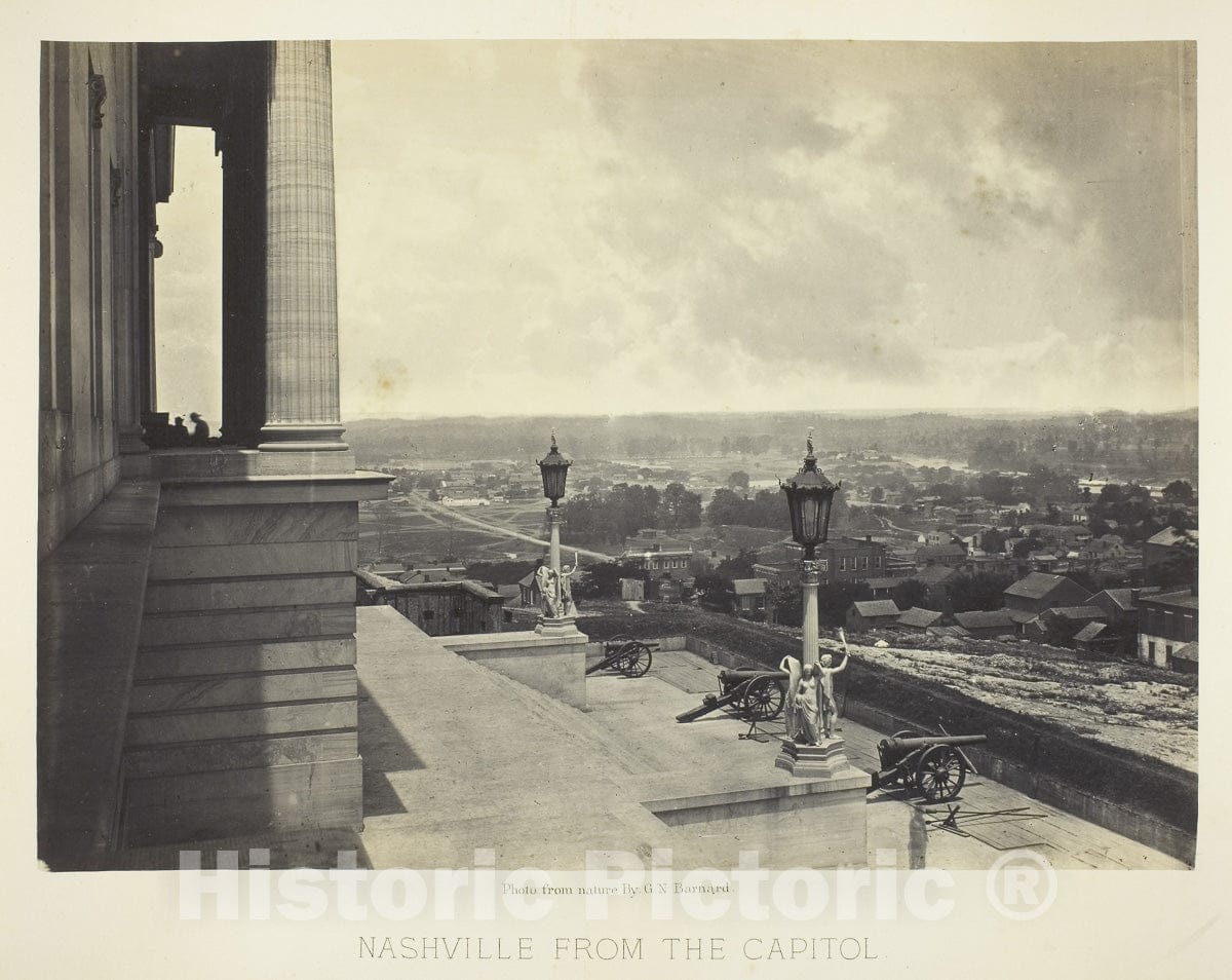 Art Photo : Nashville from the Capitol, George N. Barnard, c 1864, Vintage Wall Decor :