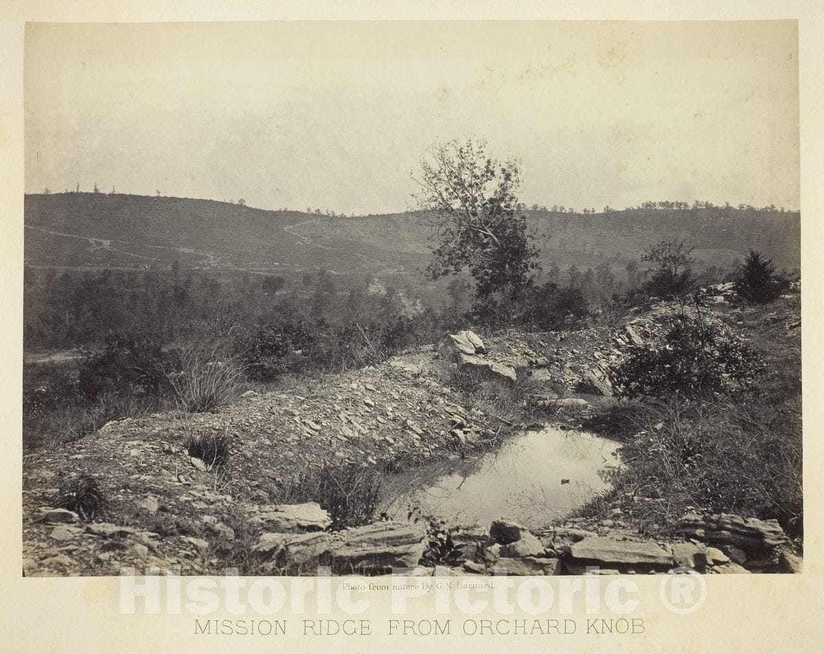 Art Photo : Mission Ridge from Orchard Knob, George N. Barnard, c.1869, Vintage Wall Decor :