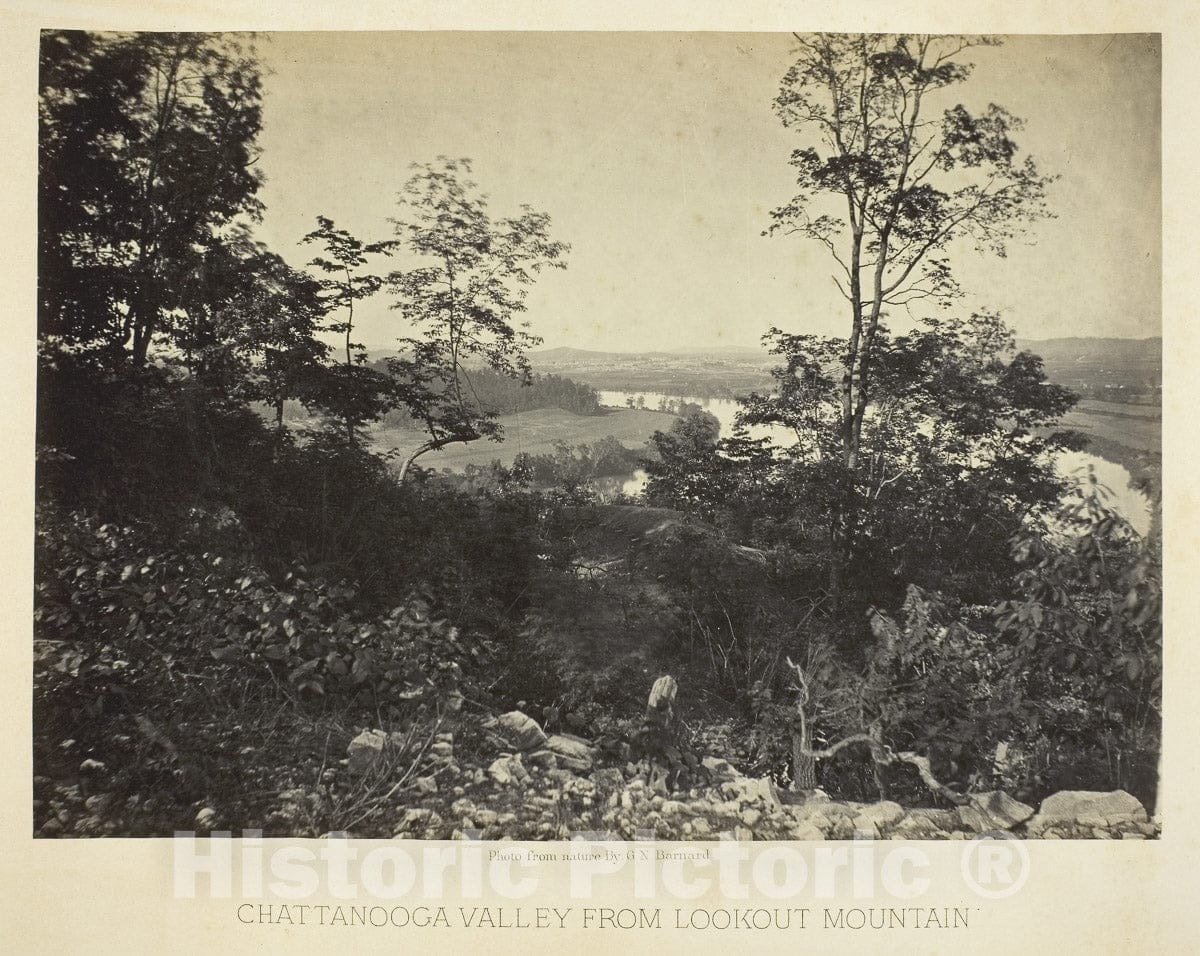 Art Photo : Chattanooga Valley from Lookout Mountain, George N. Barnard, c 1866, Vintage Wall Decor :