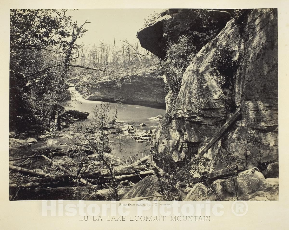 Art Photo : Lu-La Lake Lookout Mountain, George N. Barnard, c 1866, Vintage Wall Decor :