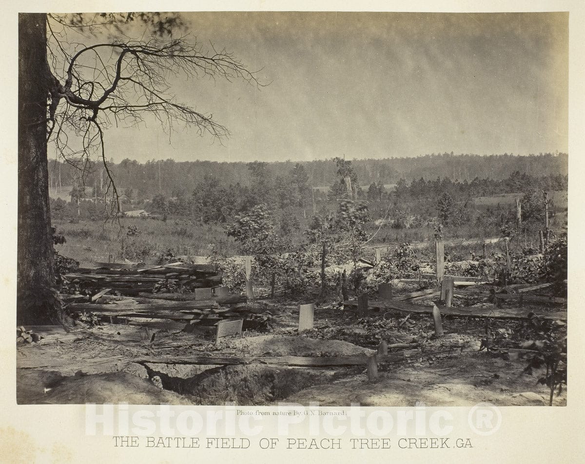Art Photo : The Battle Field of Peach Tree Creek, Ga., George N. Barnard, c 1866, Vintage Wall Decor :