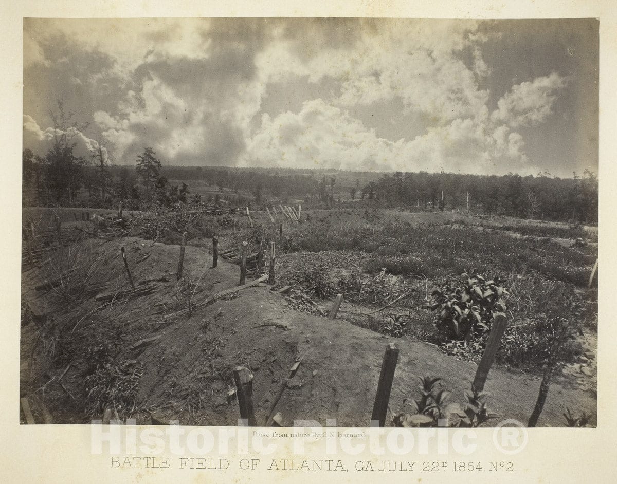 Art Photo : Battle Field of Atlanta, GA, No. 2, George N. Barnard, c 1864, Vintage Wall Decor :