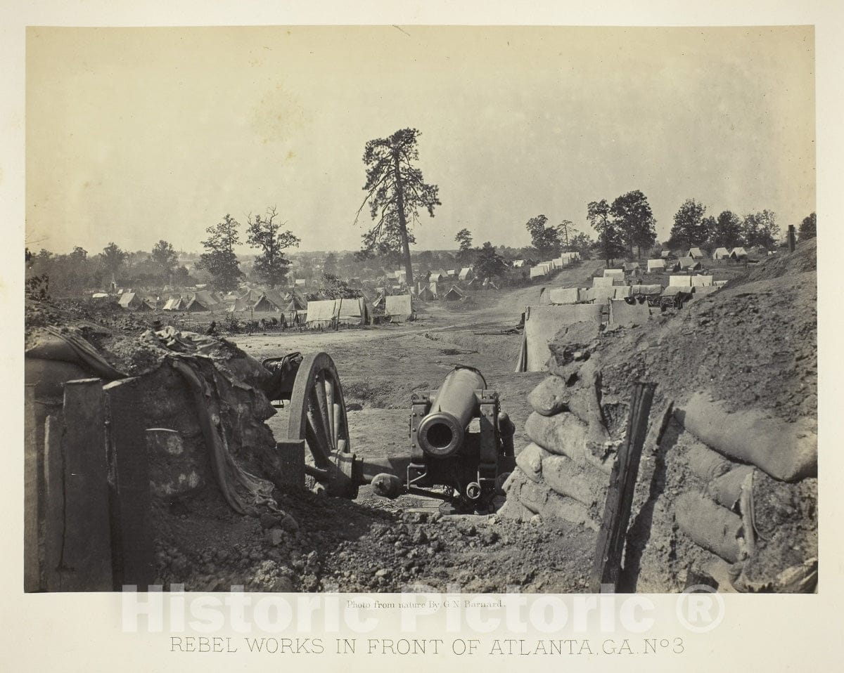Art Photo : Rebel Works in Front of Atlanta, GA, No. 3, George N. Barnard, c 1865, Vintage Wall Decor :