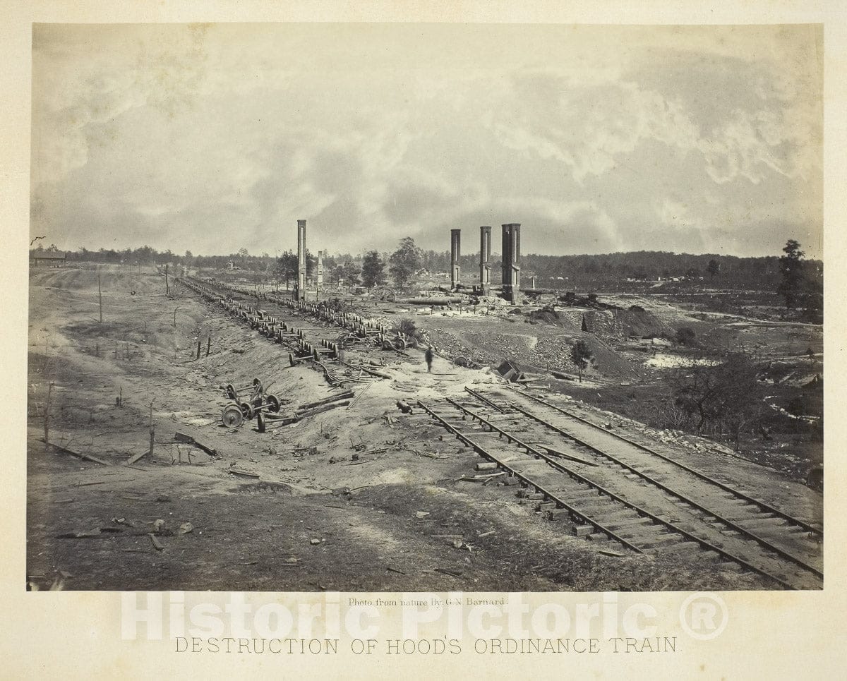 Art Photo : Destruction of Hoods Ordinance Train, George N. Barnard, c 1866, Vintage Wall Decor :