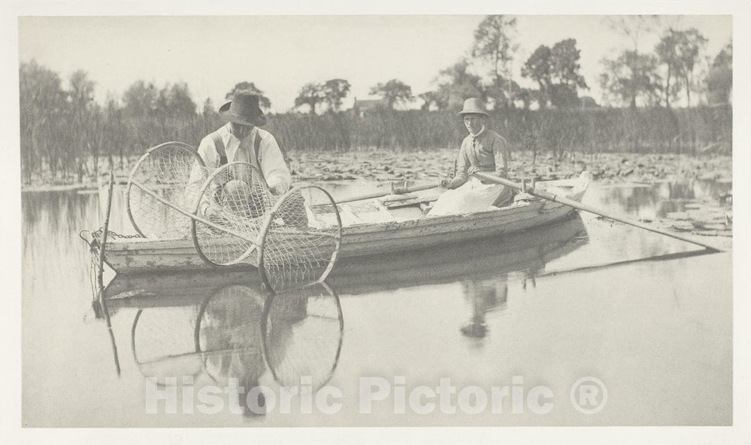 Art Photo : Setting the Bow-Net, Peter Henry Emerson, c 1886, Vintage Wall Decor :