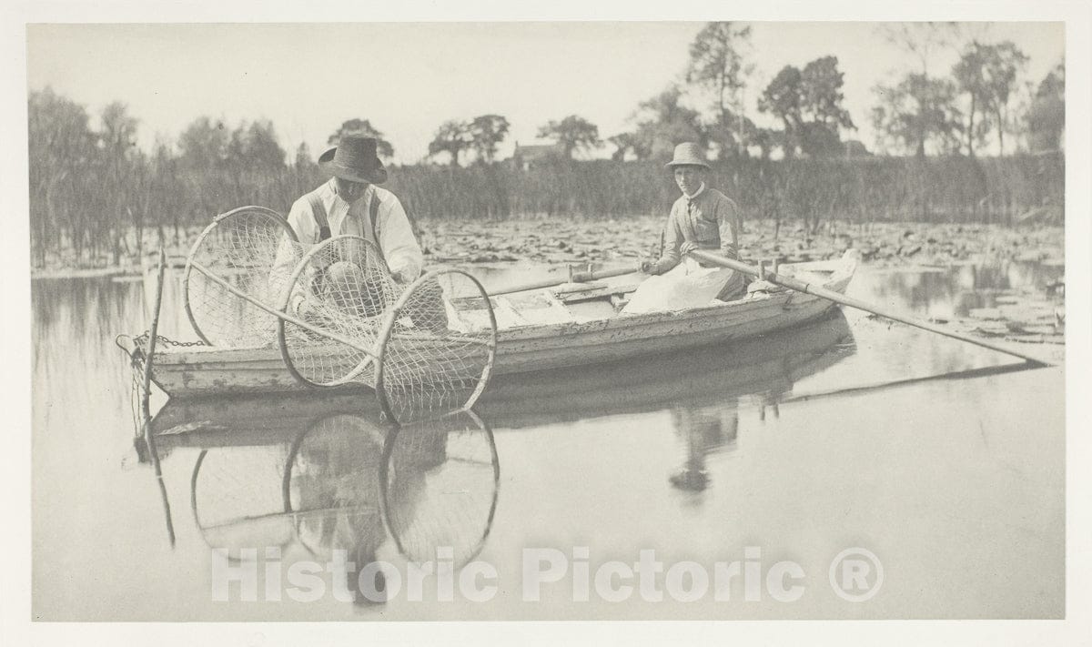 Art Photo : Setting the Bow-Net, Peter Henry Emerson, c 1886, Vintage Wall Decor :