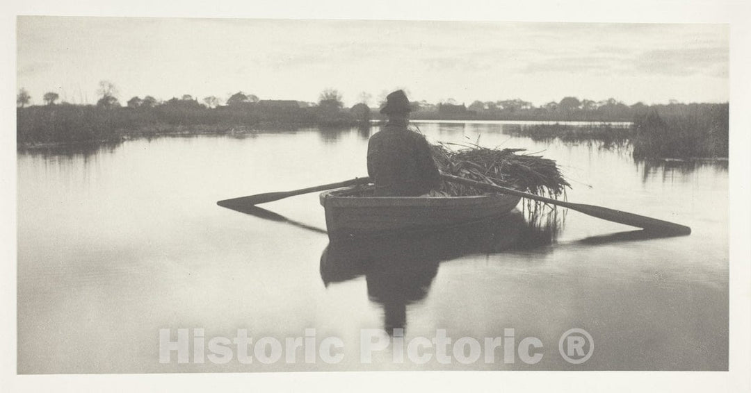 Art Photo : Rowing Home the Schoof-Stuff, Peter Henry Emerson, c 1886, Vintage Wall Decor :
