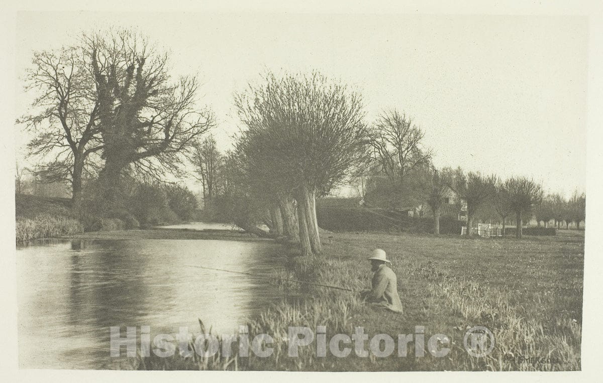 Art Photo : Keepers Cottage, Amwell Magna Fishery, Peter Henry Emerson, c 1880, Vintage Wall Decor :