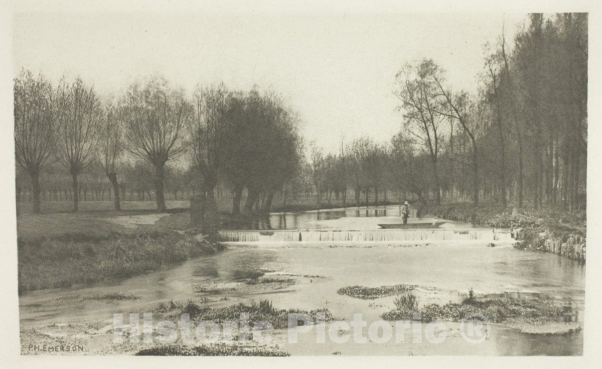 Art Photo : The Shoot, Amwell Magna Fishery, Peter Henry Emerson, c 1880, Vintage Wall Decor :