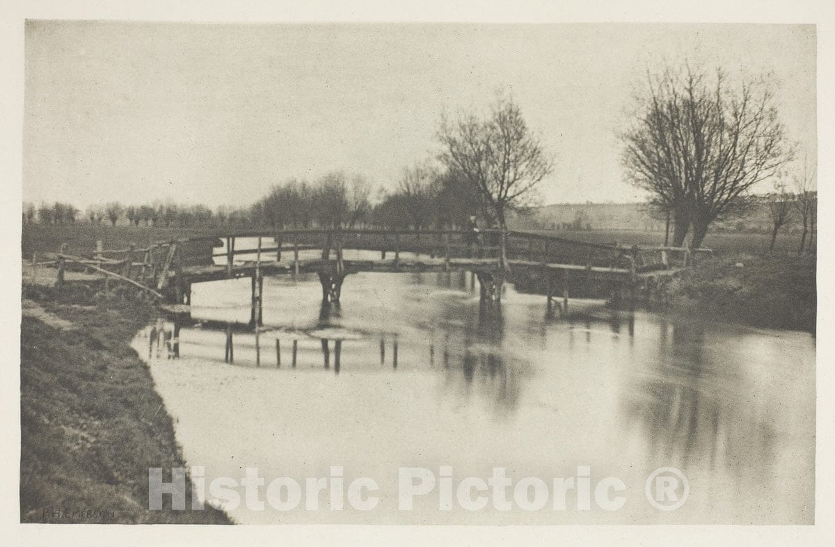 Art Photo : Footbridge Near Chestnut, Peter Henry Emerson, c 1880, Vintage Wall Decor :