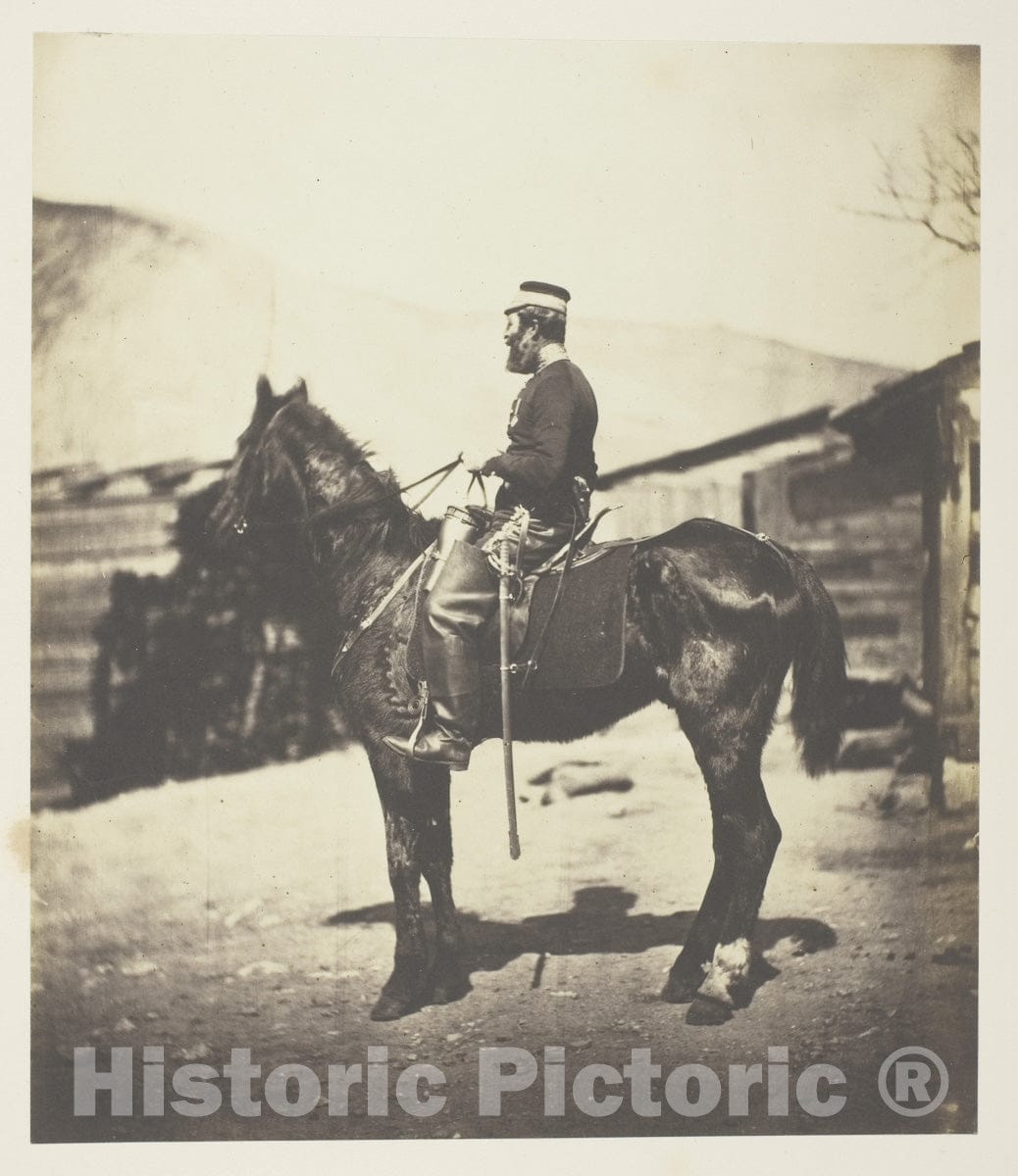 Art Photo : Quartermaster Hill, 4th Lt. Dragoons. The Horse taken immediately after the winter season., Roger Fenton, c 1849, Vintage Wall Decor :
