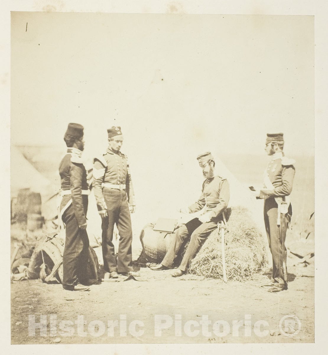 Art Photo : Captain Walker, 30th Regiment, reading General Orders, Roger Fenton, c 1849, Vintage Wall Decor :