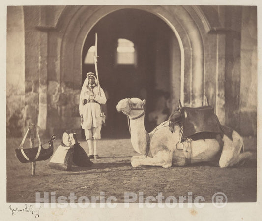 Photo Print : Gustave Le Gray - Soldier and Military Camel : Vintage Wall Art