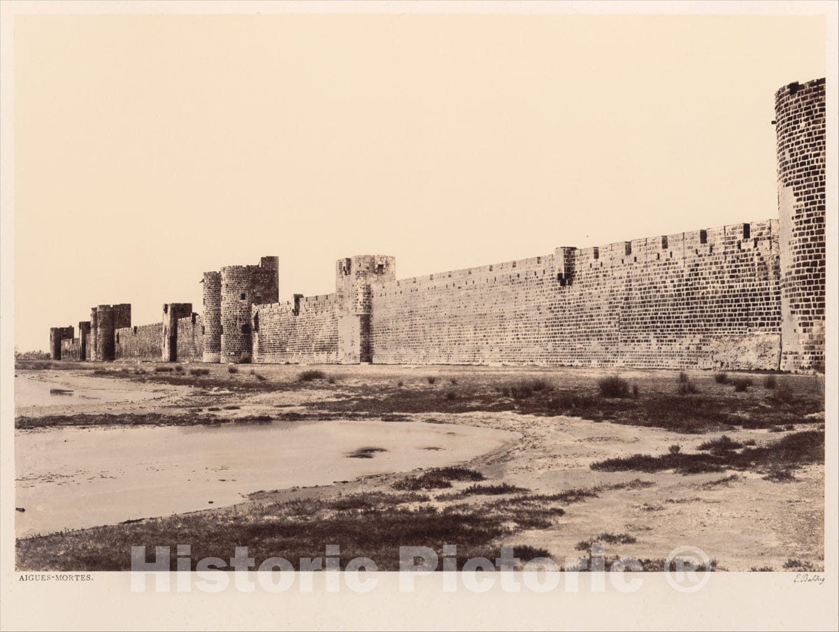 Photo Print : Édouard Baldus - Aigues-Mortes : Vintage Wall Art