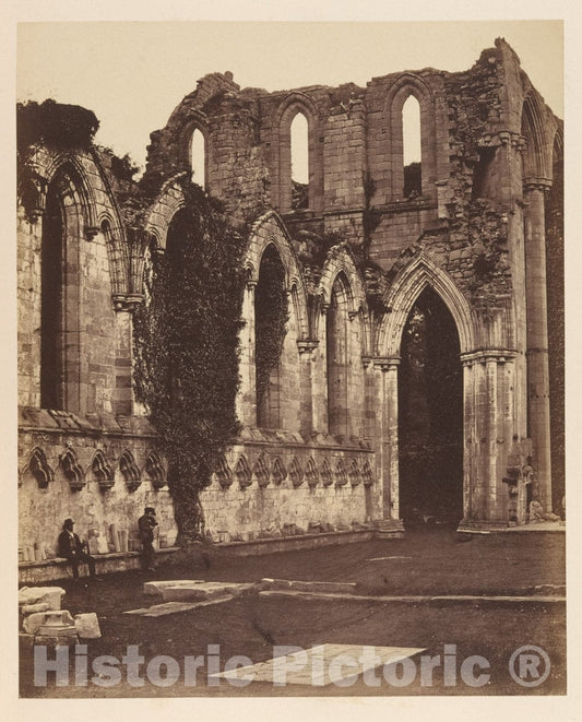 Photo Print : Joseph Cundall - Fountains Abbey. Interior of The Choir : Vintage Wall Art
