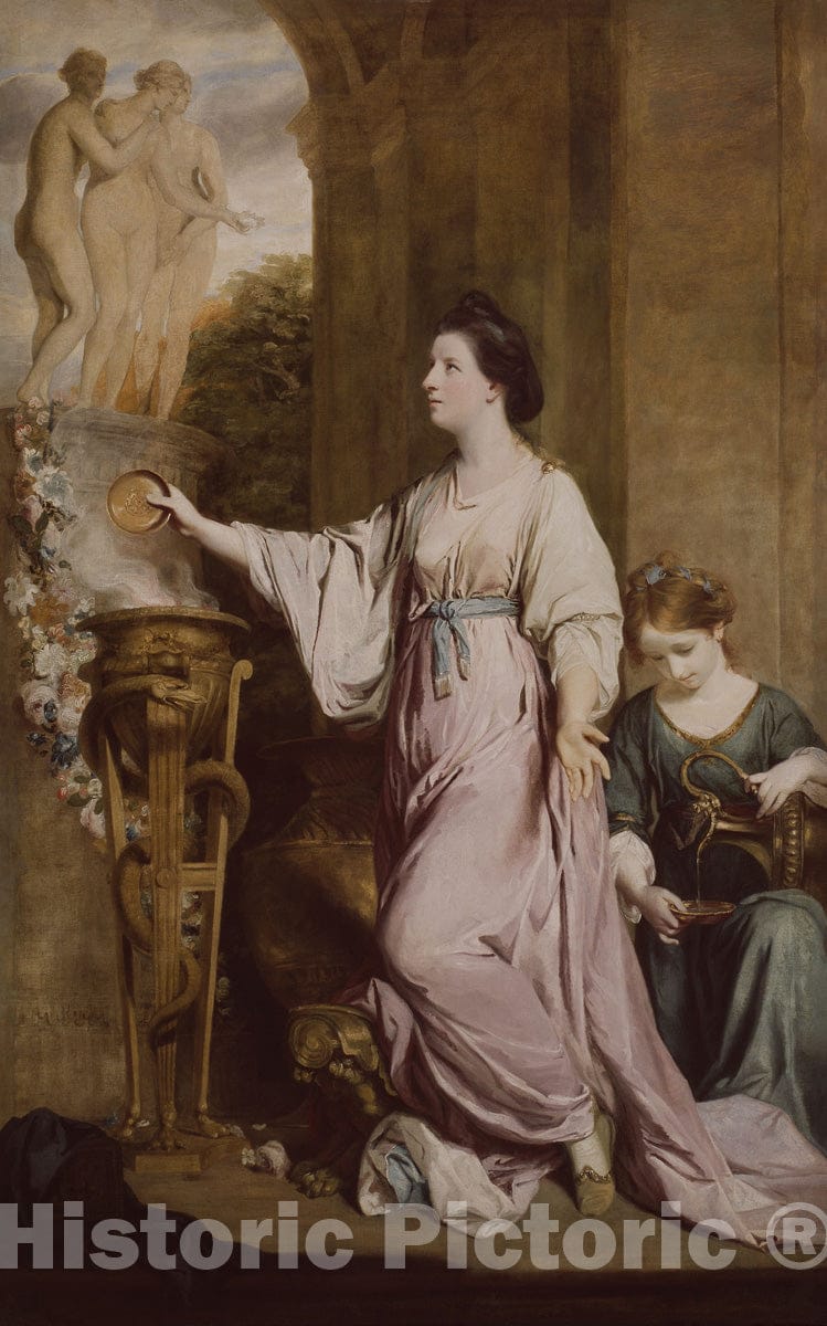Art Print : Lady Sarah Bunbury Sacrificing to the Graces, Sir Joshua Reynolds, c 1764, Vintage Wall Decor :