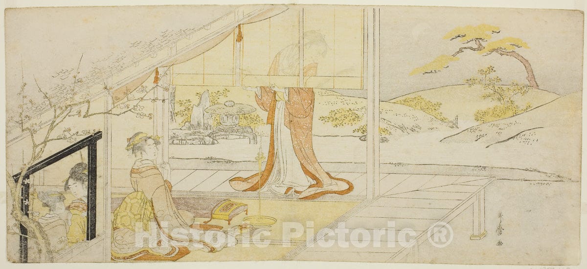 Art Print : Parody of a scene from "The Pillow Book", Kitagawa Utamaro, c 1795, Vintage Wall Decor :